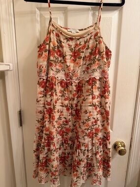 American Eagle Floral Spaghetti Strap Sundress with Lace Trim